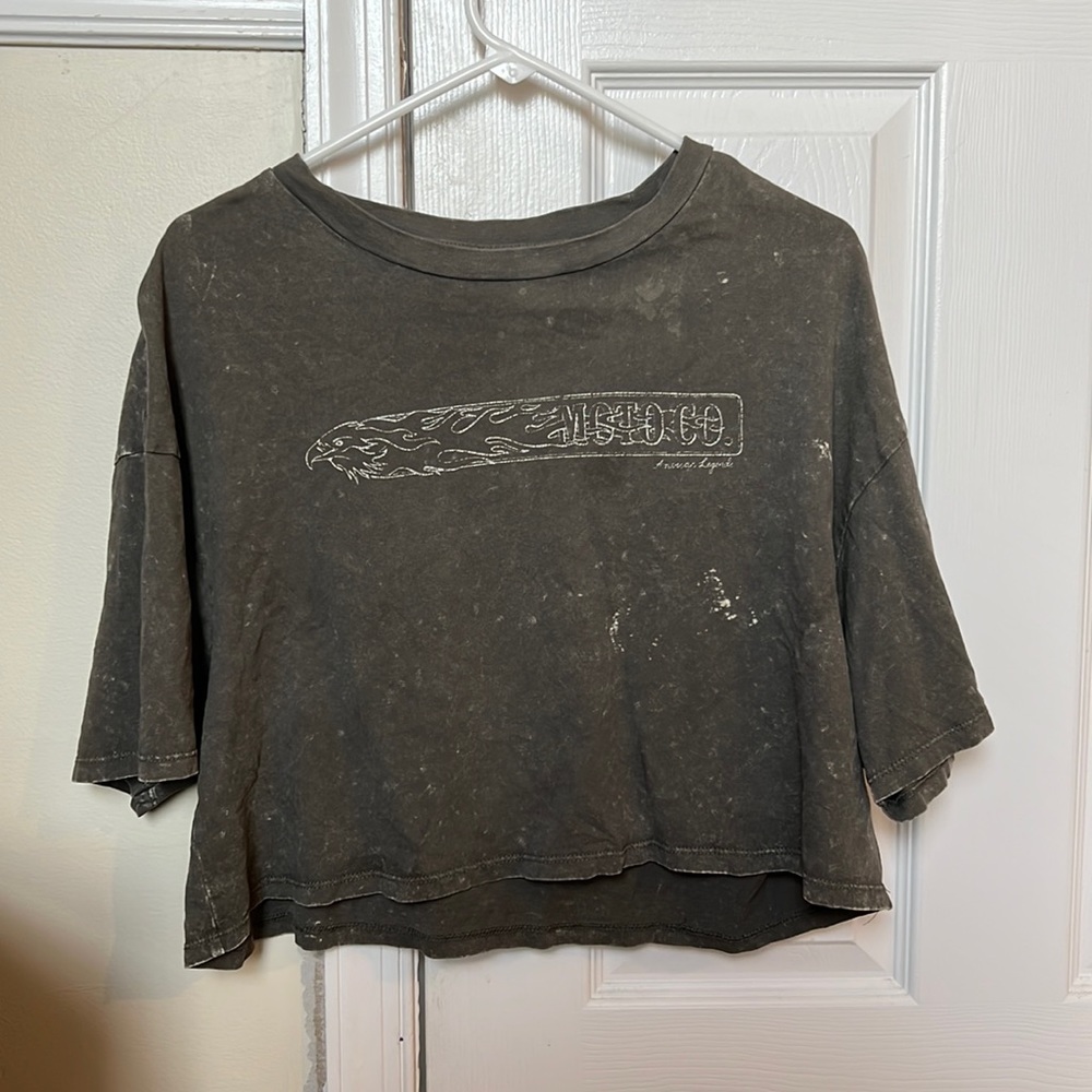 Grey distressed crop top